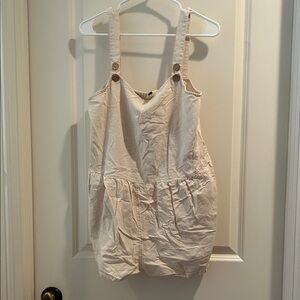 Roxy Linen Baggy Overall Romper adjustable strap elastic tube back pockets L/12